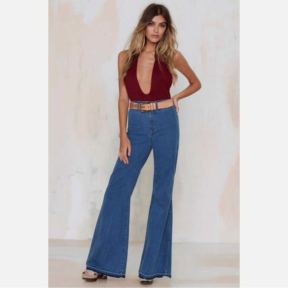 Nasty Gal Out On Bell Flare Denim Jeans